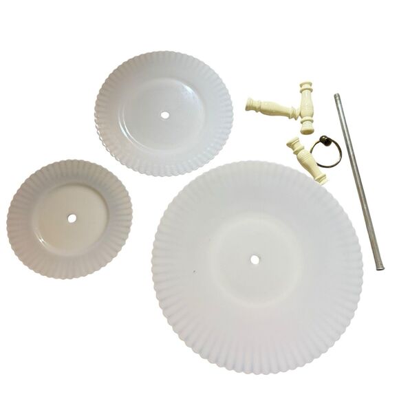 Depression MacBeth Evans Glass Petalware Monax White 3 Tiered Tidbit Server - Picture 7 of 11